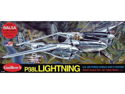 Guillows 2001 P-38L Lightning 1:16 Scale Balsa Wood Kit 40" Wing Span - Courier - Picture 3 of 12
