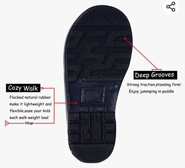 Children's Natural Rubber Rain Boots with Handles Easy for Little Kids  Toddler