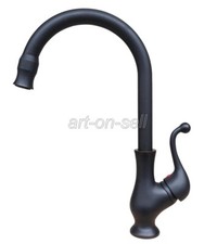 Oil Rubbed Bronze Kitchen Sink Faucet Swivel Spout Single Hole Handle Tap anf333