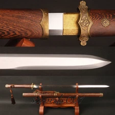 Tang Dynasty Jian Chinese Sword Rosewood Handle Saya High Carbon Steel Blade