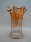 Vintage Fenton Diamond Point Column Carnival to Clear Glass Swung Vase