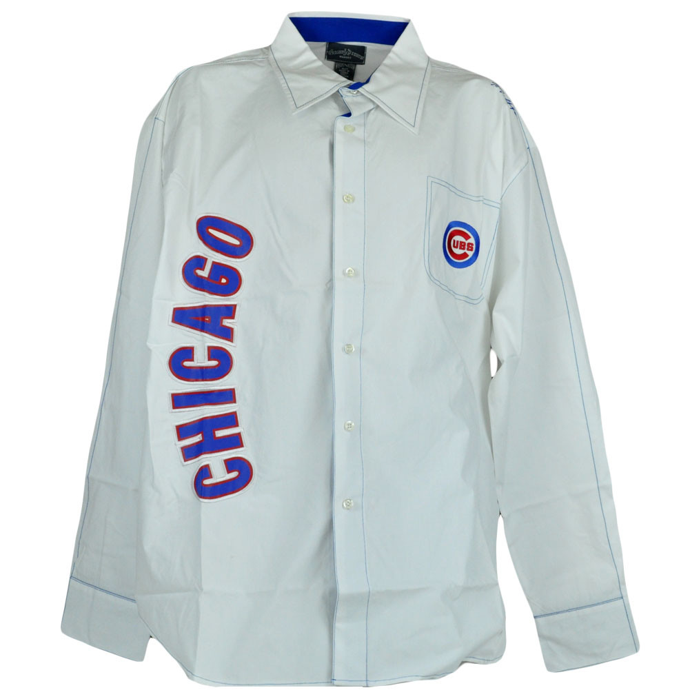 cubs dress shirt MLB Bent Chicago Cubs Mens Long Sleeve Button Up Collar Dress Shirt Size
