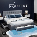 Artiss Bed Frame King Size Mattress Base with 4 Storage Drawers Fabric Grey AVIO