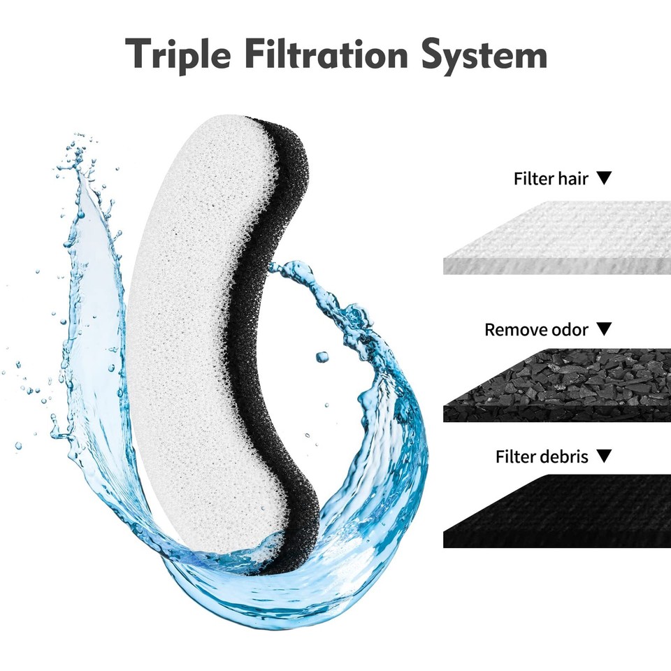 12-Pack Cat Water Fountain Sponge Filters - High Density Replacement For 95oz/2.8L Pet Fountains