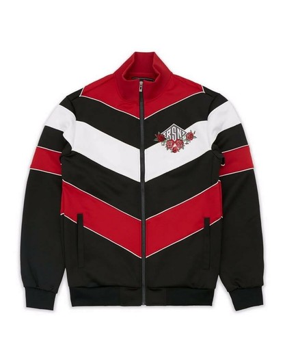 Reason Men jacket Embroidery Rose size XL black white and red New Without Tag - Picture 6 of 12