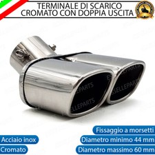 TERMINALE DI SCARICO DOPPIO MARMITTA FINALINO AUTO ACCIAIO INOX CROMATO Ø 60mm