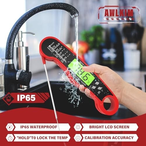 Digital Meat Thermometer for Cooking with Backlight and Hold, Waterproof