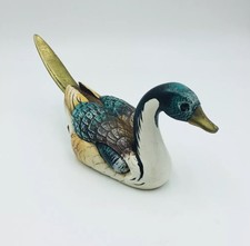 Vintage Elli Malevolti Messing Schwanz Stockente Ente Vogel Figur ITALIEN