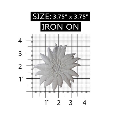 ID 6768 White Flower Blossom Patch Head Symbol Craft Embroidered
