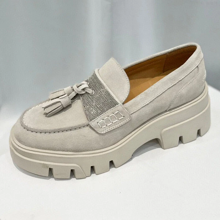 Роскошные лоферы туфли замшевые бусина цепочка кисточки кожаные туфли для женщин - Изображение 4 из 4