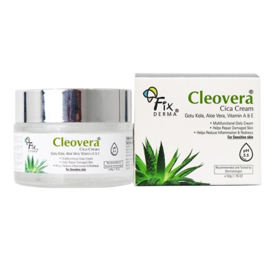 Fixderma Cleovera Cica Creme Für Das Gesicht Mit Gotu Kola, Aloevera 50g