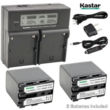 LCD Dual Fast Charger & 2 x Battery for Sony NP-QM91D CCD DCR DSR HDR HVR
