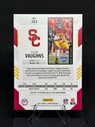 Tyler Vaughns 2021 Panini Score Gold Dots/225 #383 USC Trojans Rookie RC - Imagen 2 de 2