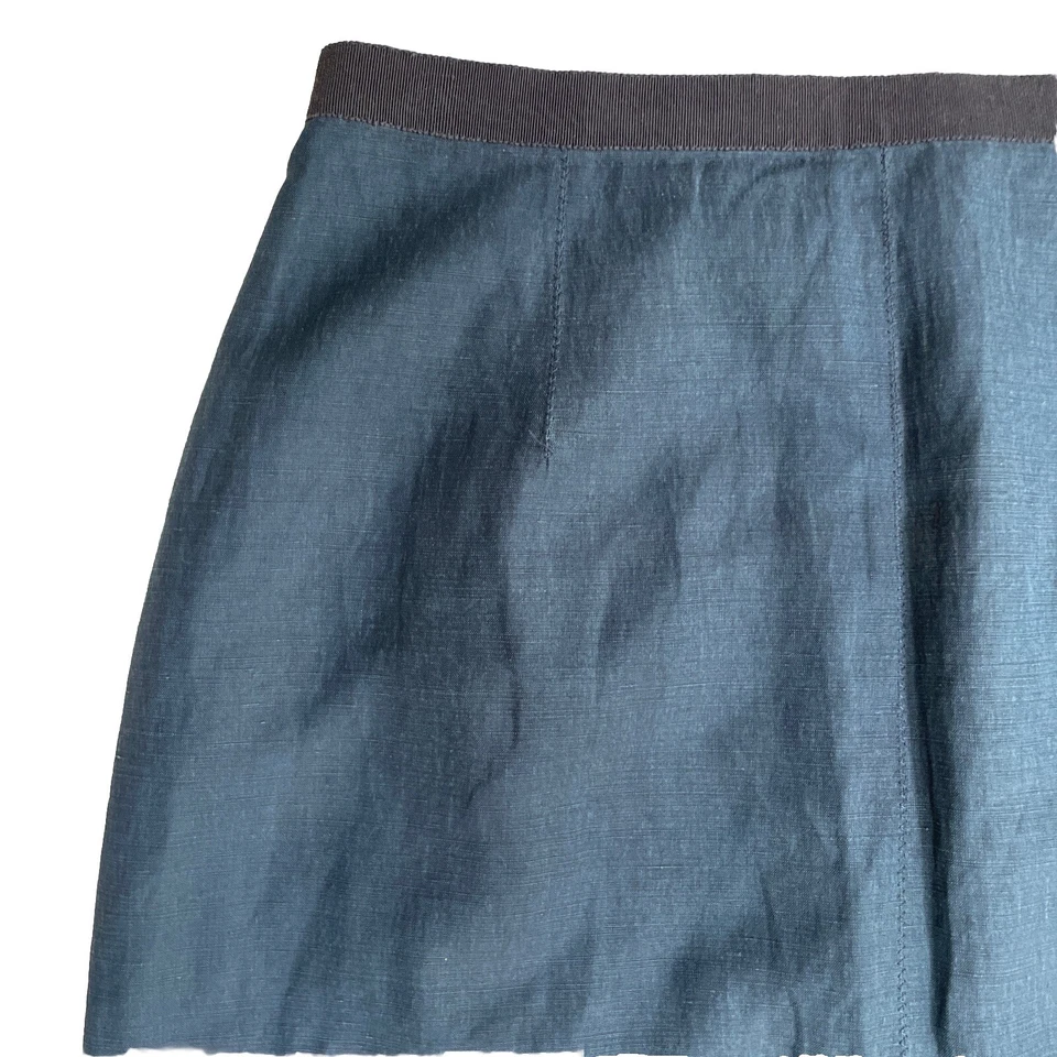 Falda Vintage Años 90 Jean Paul Gaultier Azul IT44 Lino Seda Foto 4 de 4