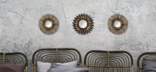 3pc Sunburst Wall Mirrors Bronze Effect Decorative Home Decor Round Distressed - Picture 15 of 24