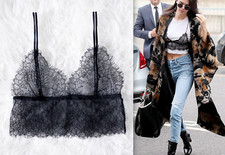 ZARA LACE BRALETTE BLACK MAUVE LINGERIE LACE CROP TOP BRALET BUSTIER BLOUSE NEW