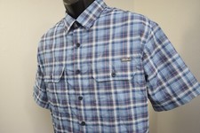 Eddie Bauer Travex Hiking Button Up Shirt Plaid Short Sleeve Mens LT Large TALL