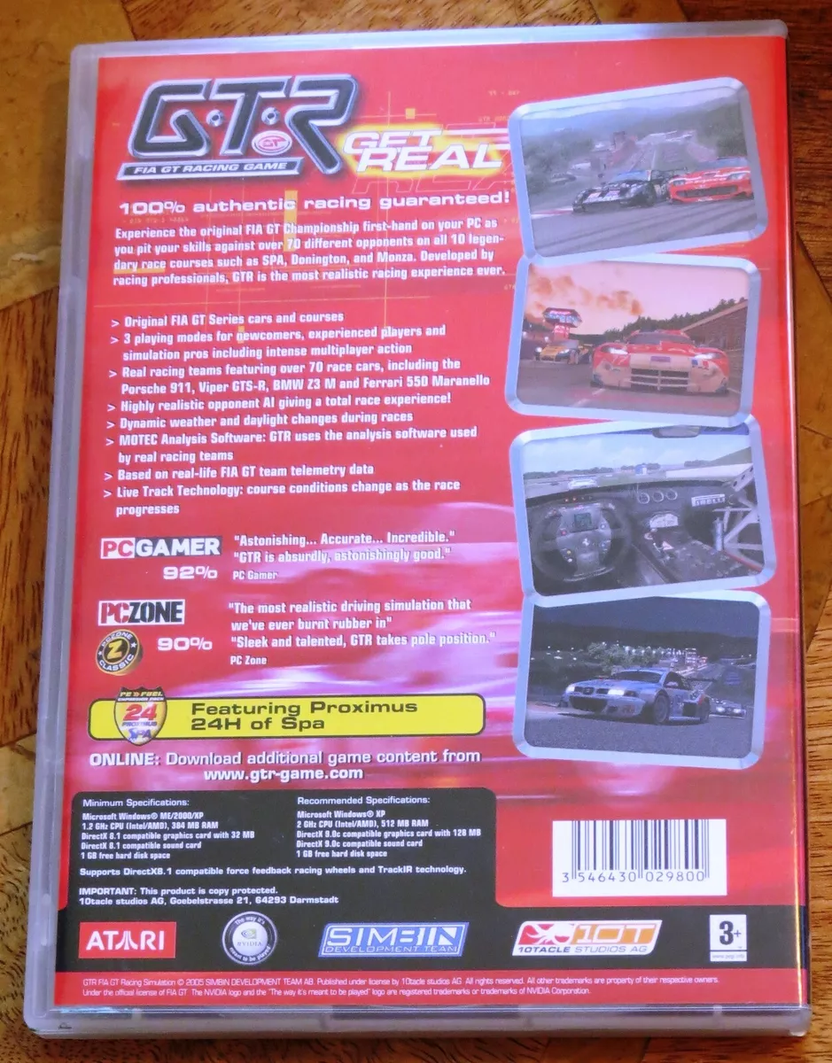 G.T.R. FIA GT Racing Game (PC CD-ROM) By Atari / Simbin - GTR.