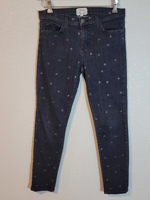 current elliot jeans womens 30 skinny cropped the stiletto stretch stars black