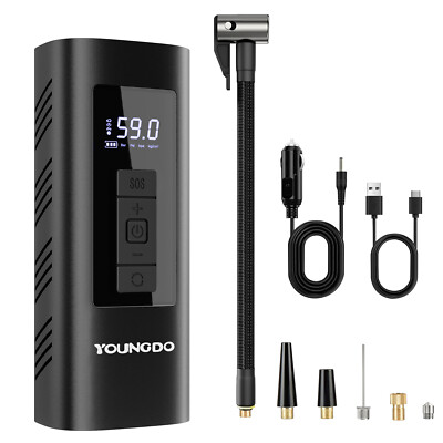 Tire Inflator Portable Air Pump Compressor 150PSI&6000mAh fr Car Bike Motorcycle
