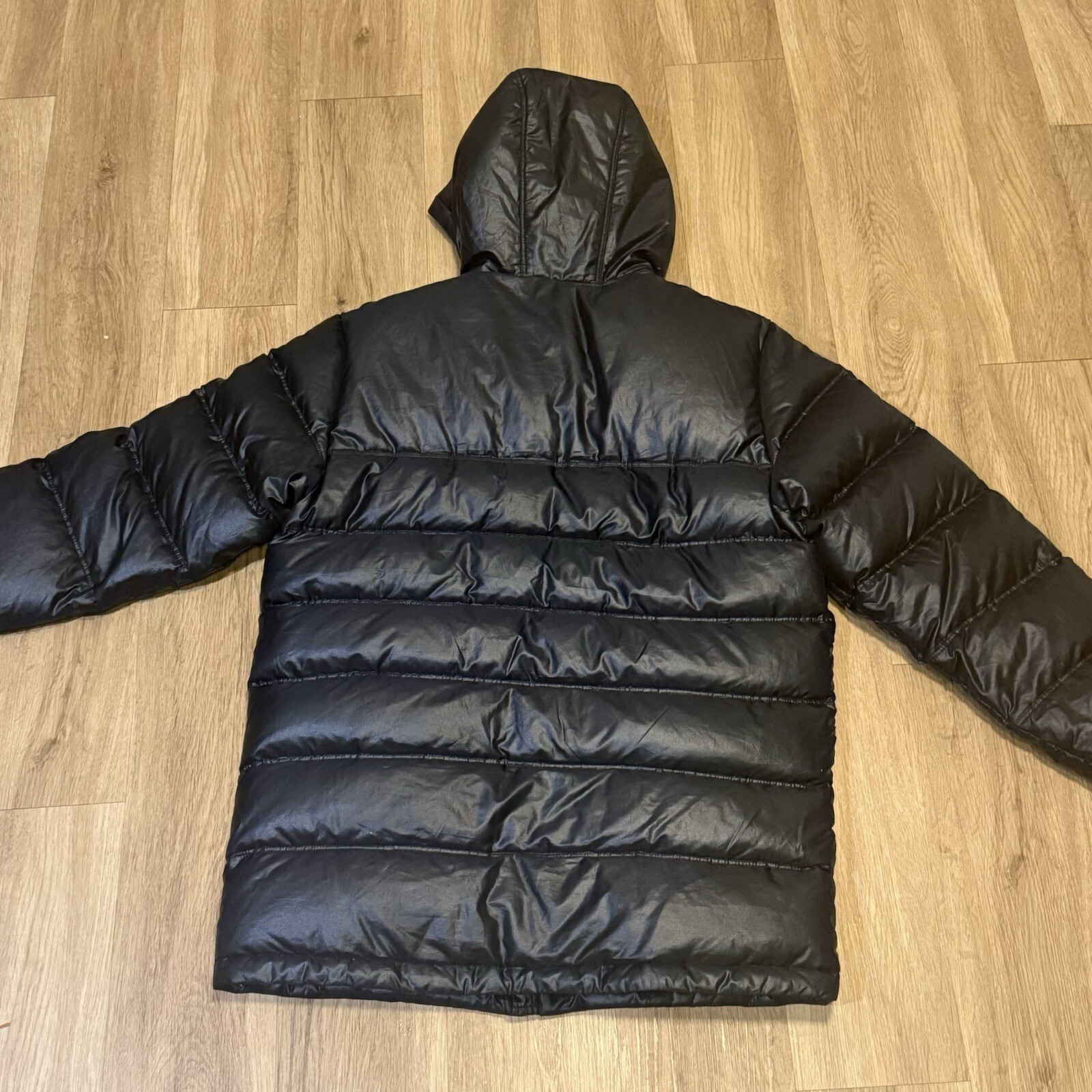 Nike Total 90 Puffer Black Jacket Coat Football Men Goose Down 2000s Vintage VGC image 9
