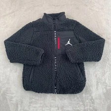 Nike Air Jordan Sherpa JumpMan Jacket Boys Medium 10-12 Years Zip Up Black NWOT
