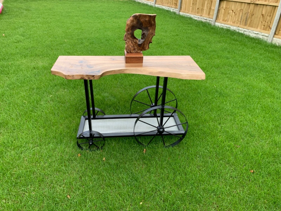 Wheels Live Edge Epoxy Console Table  - Image 2 of 4