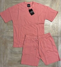Mens T Shirt Shorts Tracksuit Set Pink Medium RRP 60 Boohoo Man Summer Set