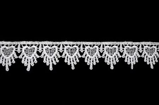 Unotrim 1.25" White Off white Heart Scalloped Edge Venice Lace Trim By Yardage
