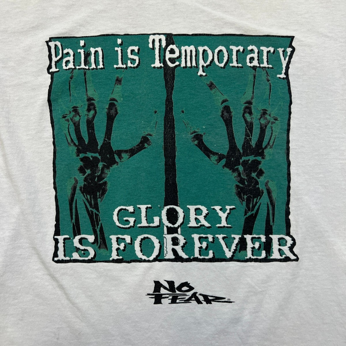 Vintage 90s No Fear T Shirt Mens XL White Pain Temporary USA