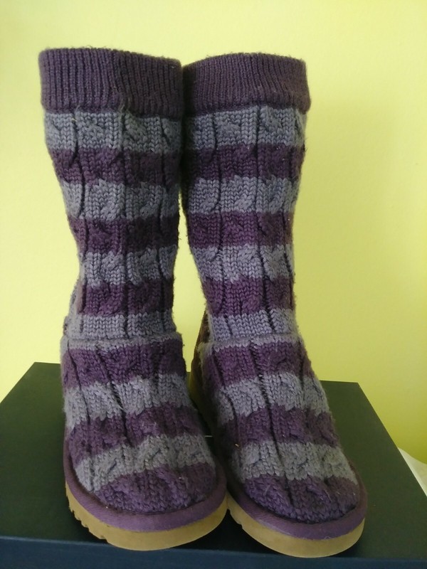 UGG AUSTRALIA kids CLASSIC STRIPE KNIT BOOTS PURPLE US 3