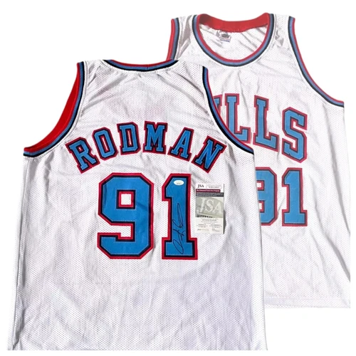Dennis Rodman Signed Autographed Bulls Basketball Jersey JSA COA