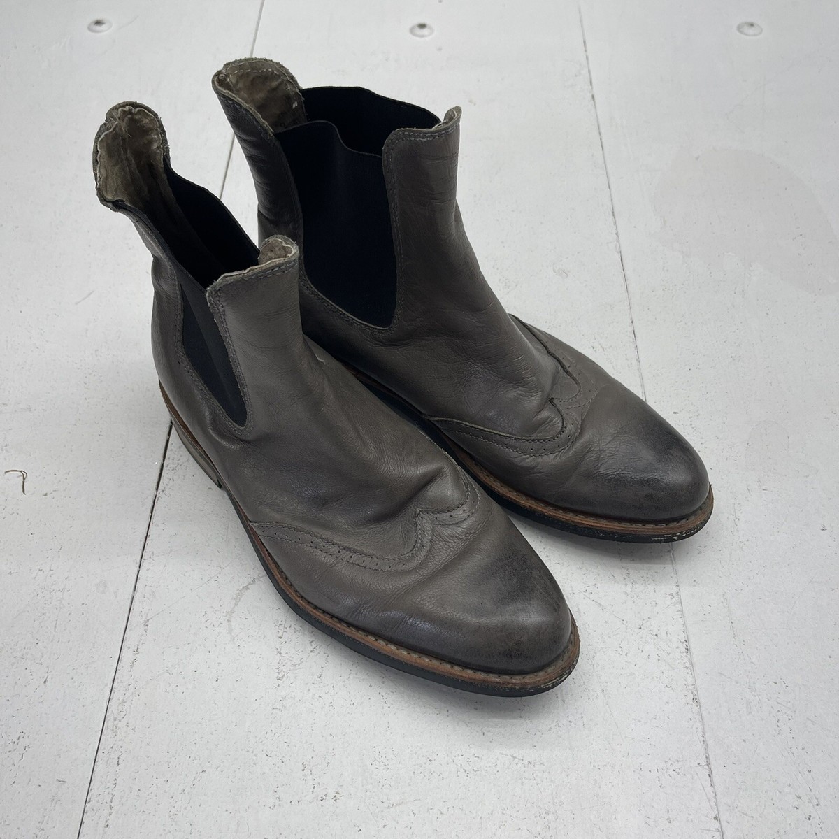 JD Fisk Taupe Brown Leather Wingtip Chelsea Boots Mens Size  display picture 2