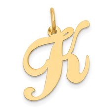 14K Yellow Gold Medium Fancy Script Initial K Charm