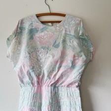 Vintage Handmade Cottagecore Cap sleeve Midi Dress garden Party floral size L