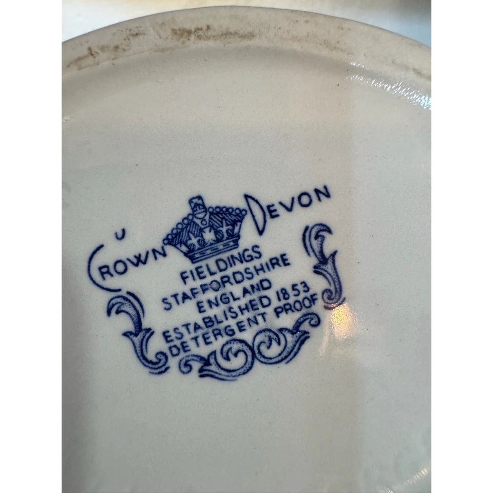 Jarra floral azul Crown Devon Staffordshire Inglaterra o bote de salsa Foto 3 de 4