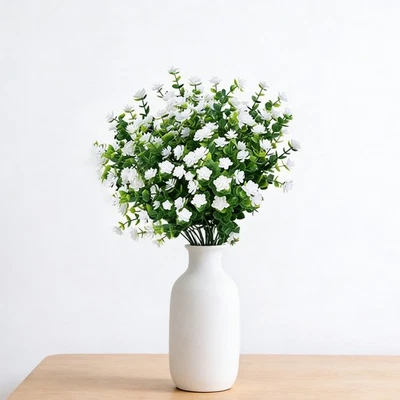 Tige florale artificielle d'int��rieur avec feuillage d'eucalyptus et roses pour - Photo 1/4