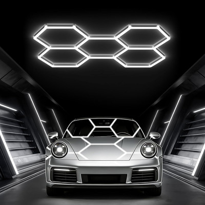 Hexagon LED Garage Light, 168W 18480LM 5-Grid Honeycomb Hex Lighting System, 650