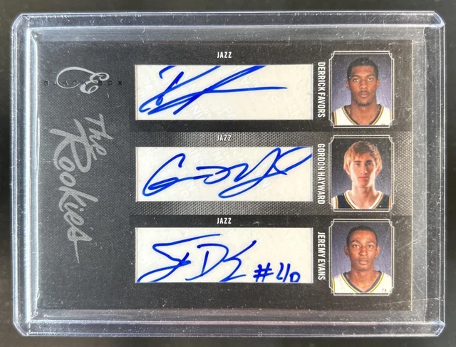 2010-11 Elite Black Box Derrick Favors Gordon Hayward Jeremy Evans RC Auto #/49
