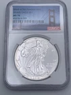 2016 (S) Silver Eagle NGC MS70 Struck At San Francisco Mint Golden Gate Bridge