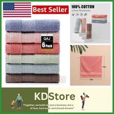 6 Pack Cotton Washcloths Set 13x13 Inch Highly Absorbent Soft Fingertip Towels