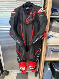 Alpinestars 1PC Leather Motorcycle Racing Suit Black Red NEW Unworn Size 46
