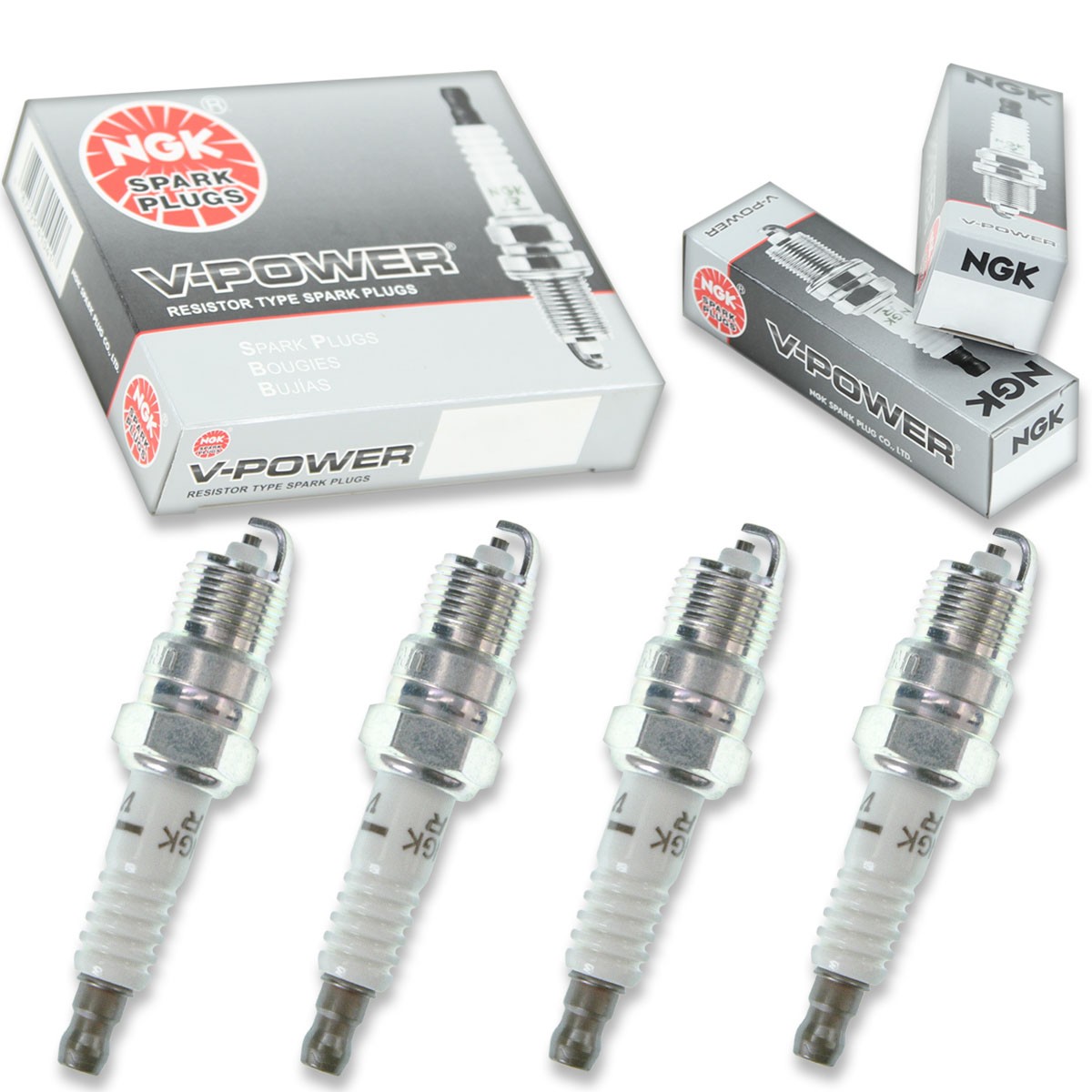 4pcs NGK 2771 V-Power UR5 Inboard Marine Spark Plug Tune Up Kit Set fg