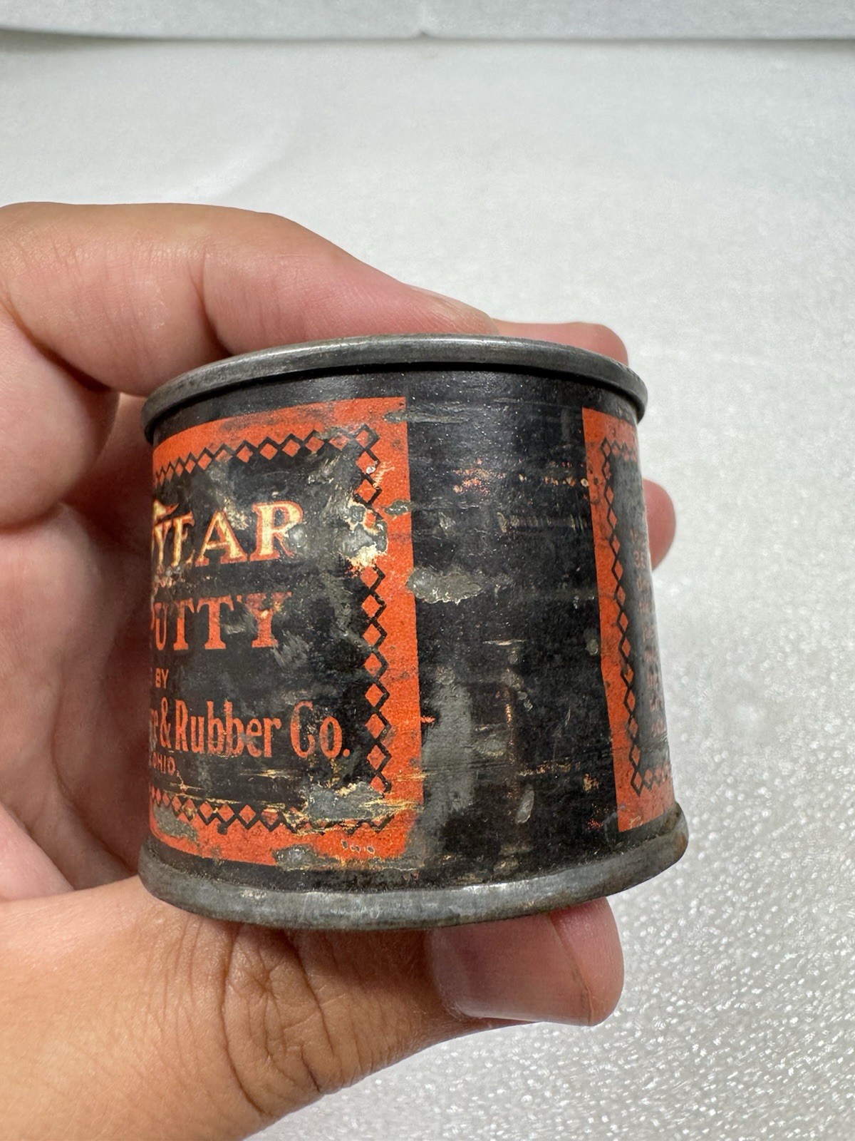 Vintage Antique GOODYEAR TIRE PUTTY TIN - Goodyear Tire & Rubber Co., Akron