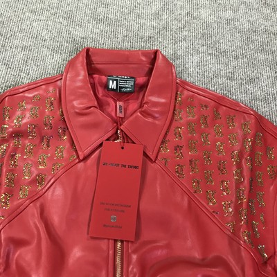 Guapi Leather Jacket Mens Medium Red Gold Limited Edition Bomber