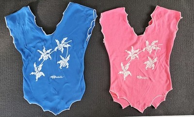 Vintage 90s Lyons Hawaii  Tank Top Lot Of 2 Blue & Pink Size M Runs Small