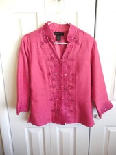 Silk Land Women's M Silk Embroidered Button Front Jacket