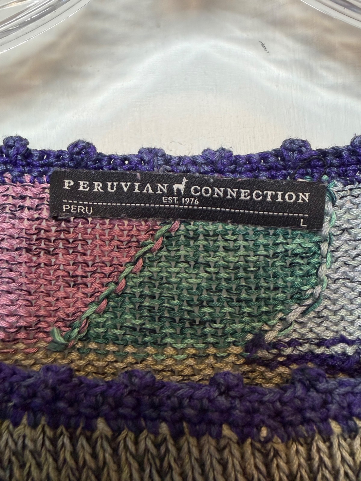 Peruvian Connection Terrazzo Pullover Blue Patchw… - image 6