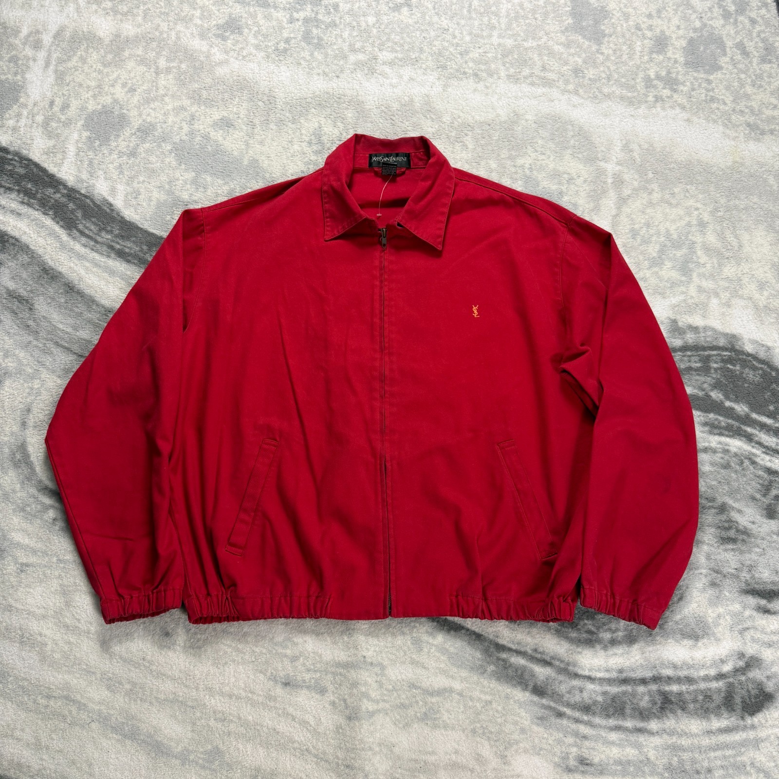 Giacca Harrington vintage Yves Saint Laurent YSL anni 90 twill rosso oversize taglia XL