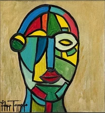 Design Expressionism 12x12 Anime Woman, Cubist FINE ART HOME INTERIOR CORBELLIC